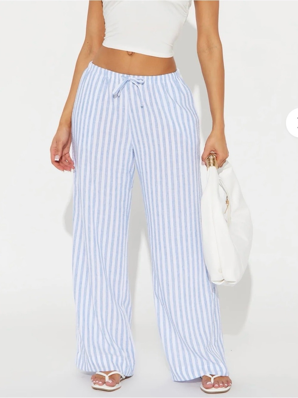 NWOT 🩵 Light Blue & White Striped Wide Leg Drawstring Pants